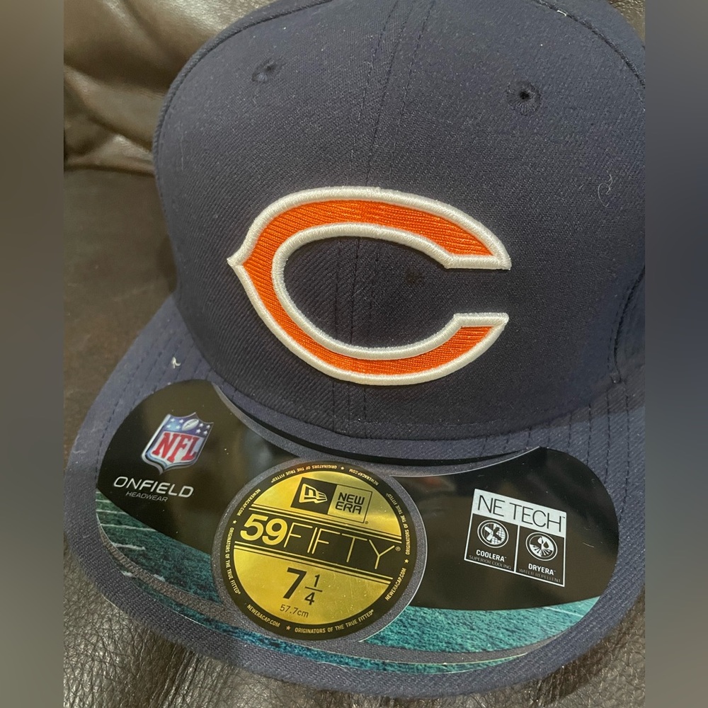 🎉Men’s New Era OnField NFL Chicago Bears 59Fifty Fitted Navy Cap size 7 1/4